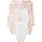 Paquete de 6 pañaleras para niña de la talla de 12 meses. Con estampados de conejos en color rosa y blanco. Marca: Carters.