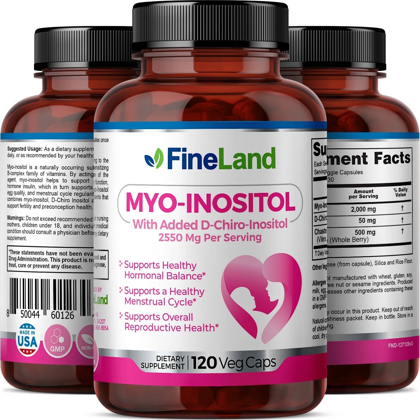 Myo Inositol - Fineland - ciclo menstrual saludable - 120 cap - Image 3