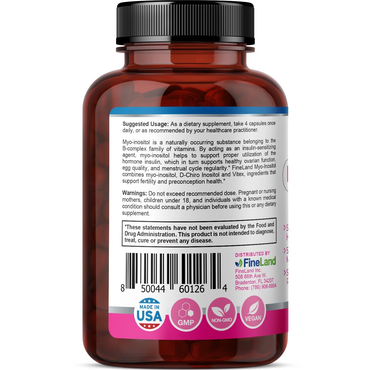Myo Inositol - Fineland - ciclo menstrual saludable - 120 cap - Image 4
