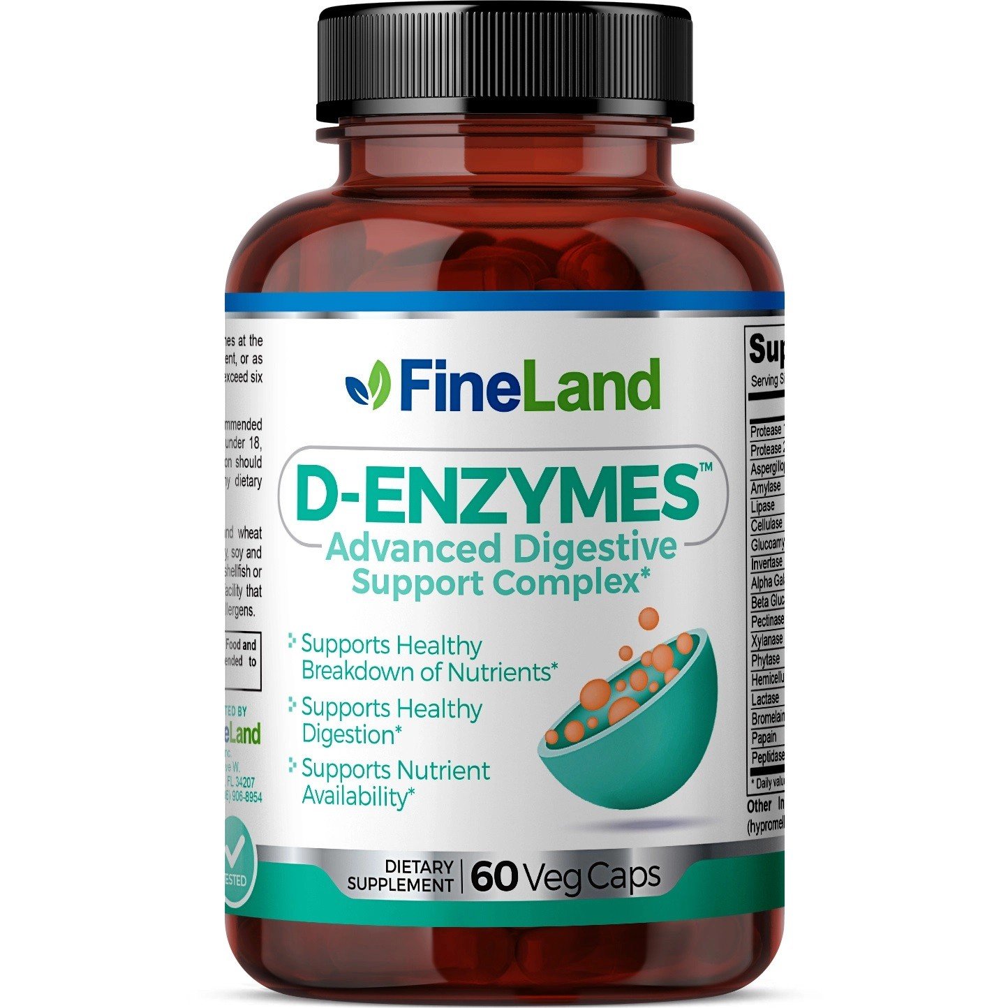 D Enzymes - Fineland - soporte digestivo - 60 cap