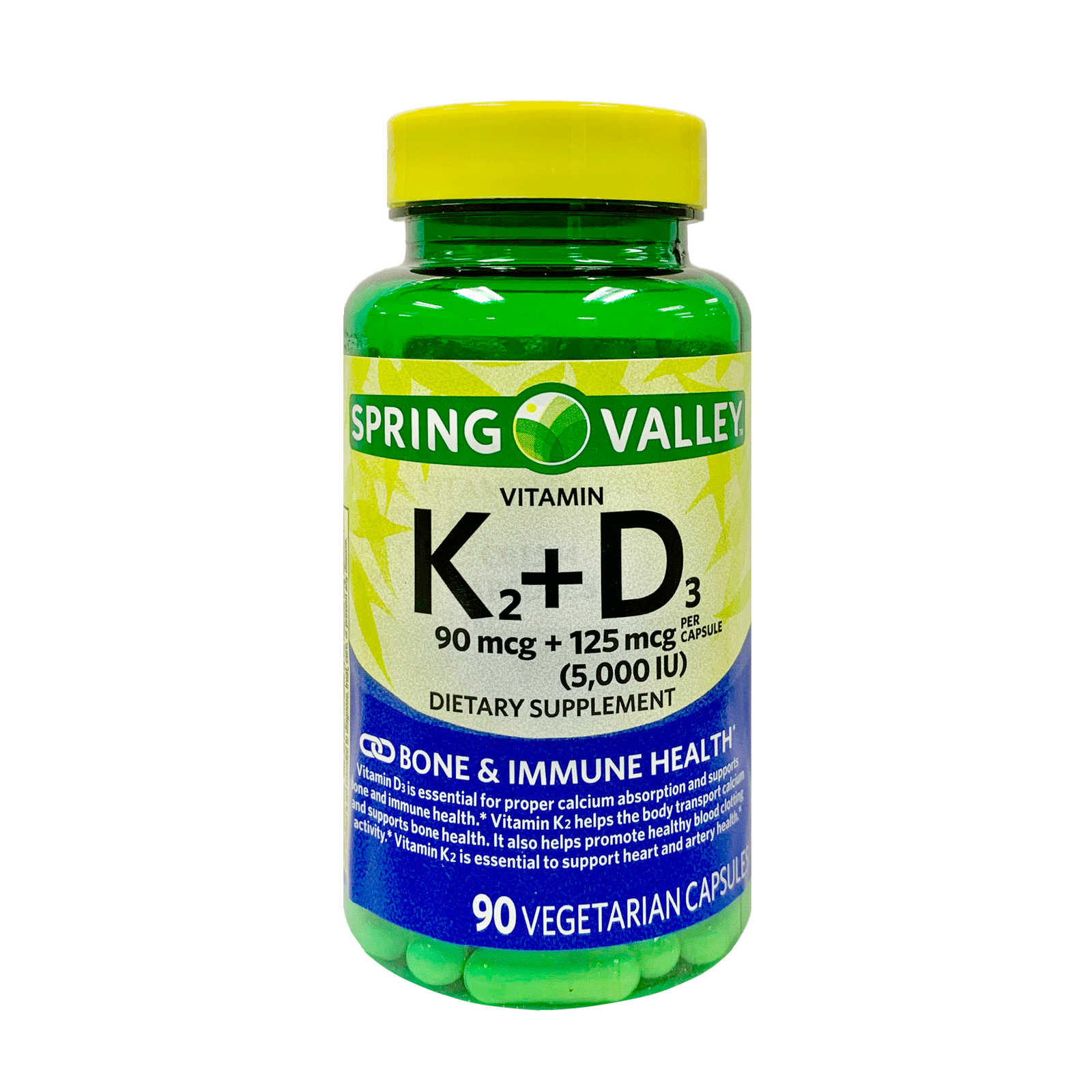 Vitamina D3 (125mcg) + K2 (90mcg), 90 caps. Spring Valley Vegan