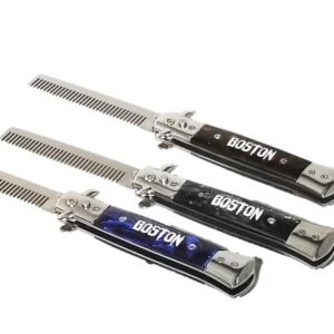 Peine tipo navaja plegable de acero inoxidable.