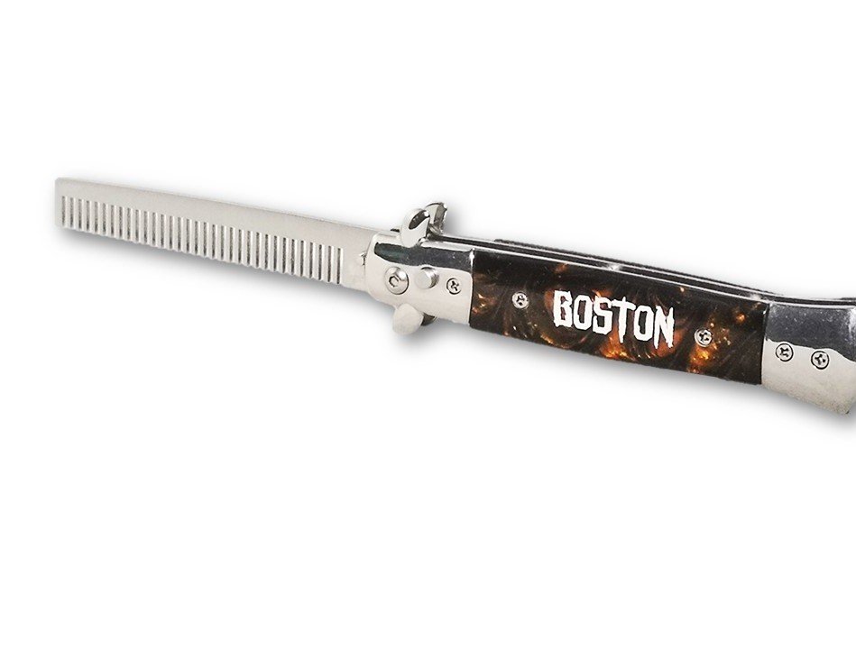 Peine tipo navaja plegable - Boston - Con seguro. Boston Greased - 6
