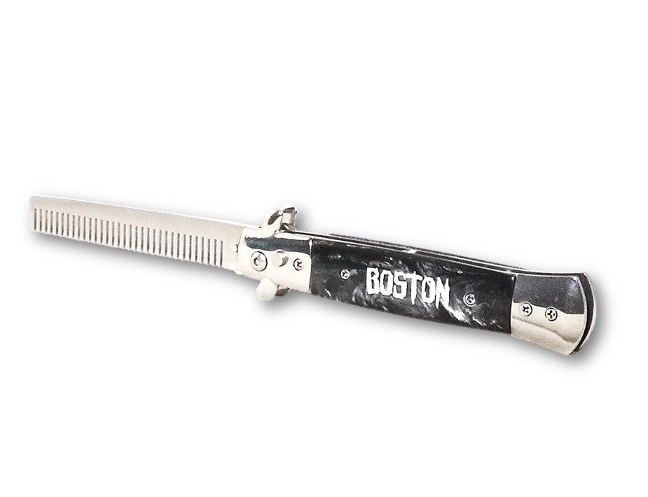 Peine tipo navaja plegable - Boston - Con seguro. Boston Greased - 10