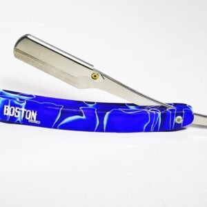 Navaja de afeitar estilo barbero, con portanavaja. Acero inoxidable.