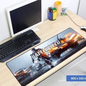 Tapete gamer de las medidas 80x30 cm  con el tema Battlefield 4 elaborado con tela ultra fina.