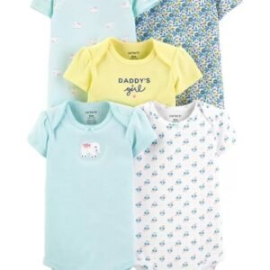 Conjunto de 5 pañaleras de Carters para niña con el tema de elefantes y flores. Productos originales. Talla 12 M