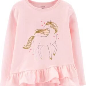 Vestido de unicornio  de color de rosa. Talla de 12 meses, de la marca Carter´s. Envios a todo Mexico.