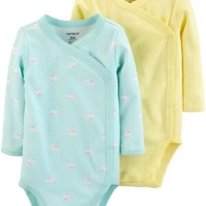 Pañaleras para niña  con manga larga. Color verde y amarillo. Talla de 12 meses. Envios a todo Mexico.