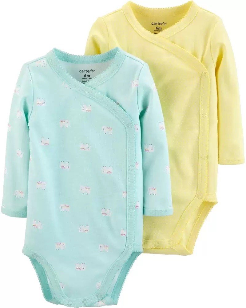 Pañaleras para niña con manga larga. Color verde y amarillo. Talla de 12 meses. Envios a todo Mexico.