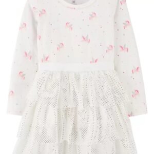 Vestido de tul unicornio con purpurina, de la talla de 12 meses.  Marca: Carters. Envíos a todo México.