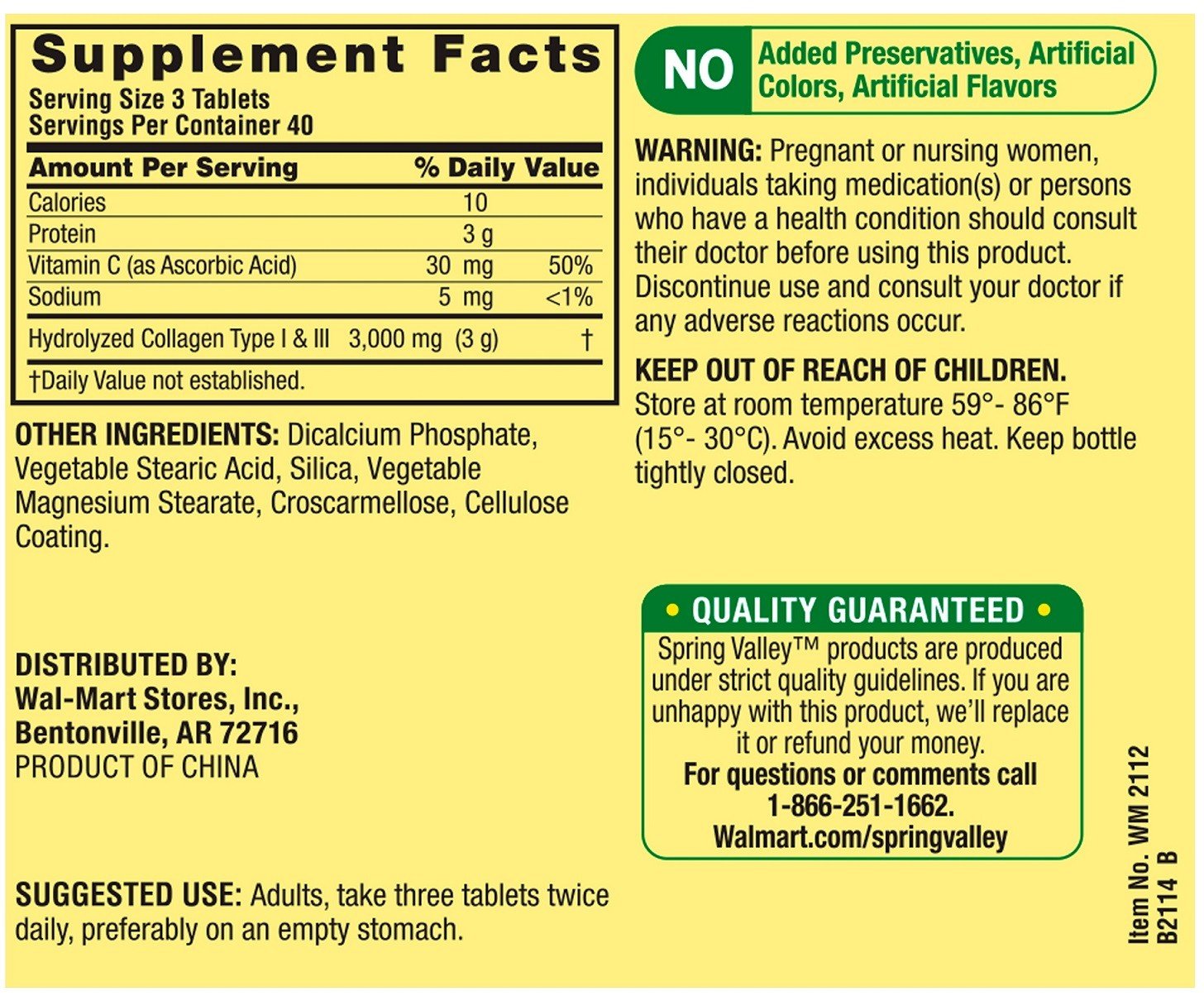 Colageno con vitamina C - 1000 mg - Spring Valley - 120 tab. - Image 5