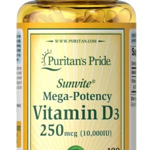 Vitamina d3 de la marca Puritan Pride de 10000 IU (250 mcg) disponible para envio a todo Mexico.